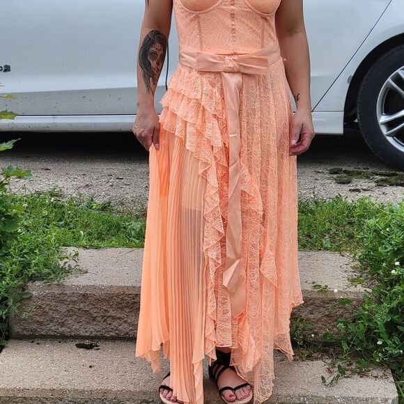 ALICE + OLIVIA peach fairy style  NEW WITH TAGS maxi gown - Picture 4 of 16